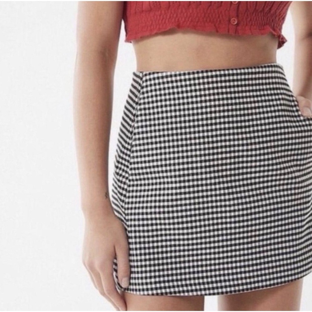 Urban Outfitters Gingham Mini Skirt Black White S Preppy Coquette Academia UO